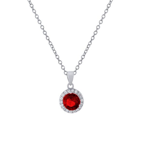 Giani Bernini Jewelry - NWT $85 Sterling Silver Swarovski Ruby Red Crystal CZ Halo 18" Pendant Necklace